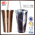 BPA free 16 OZ Travel Stainless Steel Starbucks Style Coffee Can Tumbler with Straw